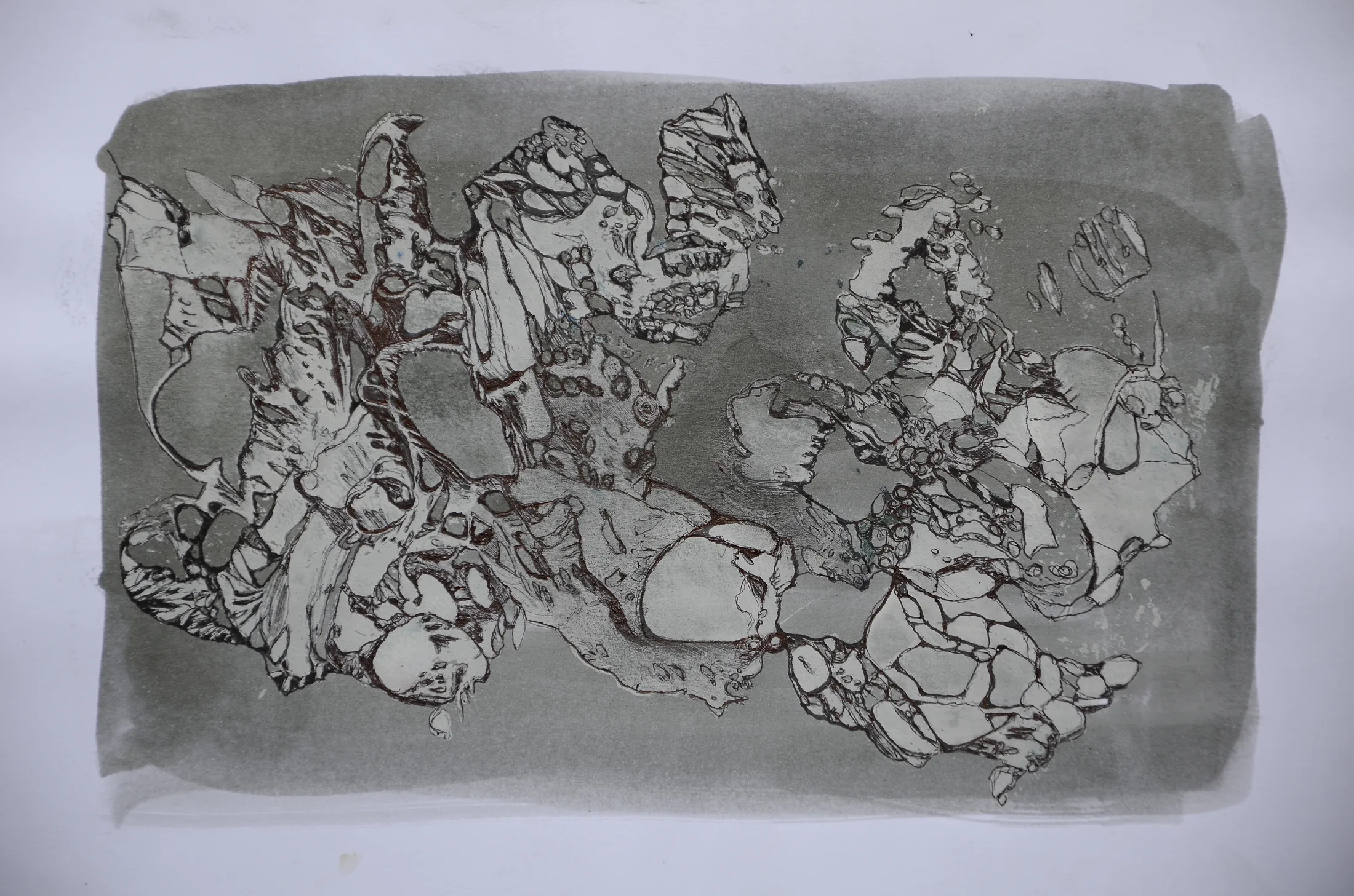 gesteine ,acryl,tusche auf papier,din a 4,2014
